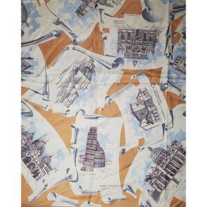 Vintage Italy Landmarks Travel Scarf‎ Venezia Pavia Certosa Pisa Milano Roma